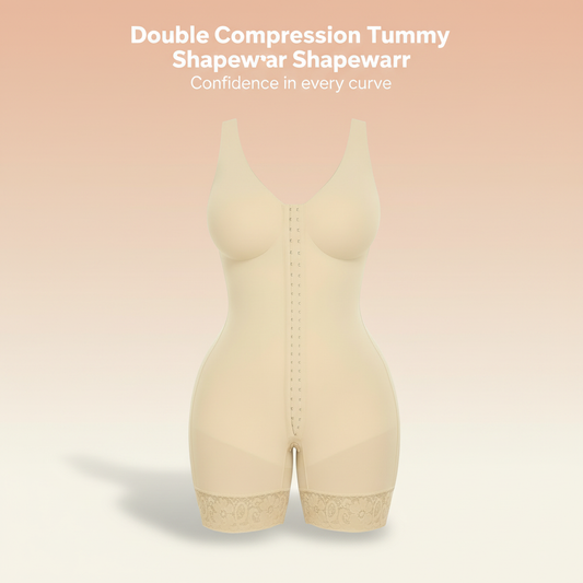 Double Compression Tummy Control Shapewear with Bra Faja Bust Wrap Sleeveless Tuck Mid-Length Girdle Buttocks Lift Daily Wear